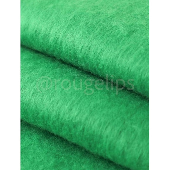 Green Wide Shawl Scarf With Tassels Fuzzy Knit - Picture 9 of 17